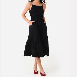 Sea New York Spaghetti Strap Midi Dress with Pockets Black Size XL Retails $425
